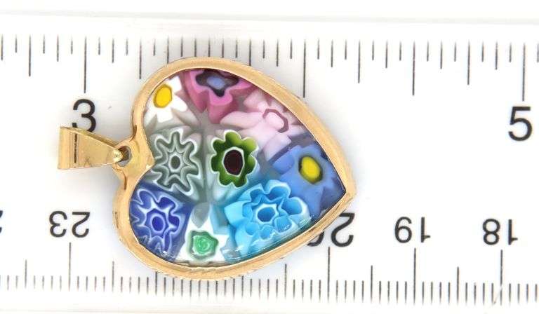 14kt Yellow gold glass of Venice Murano glass pendant