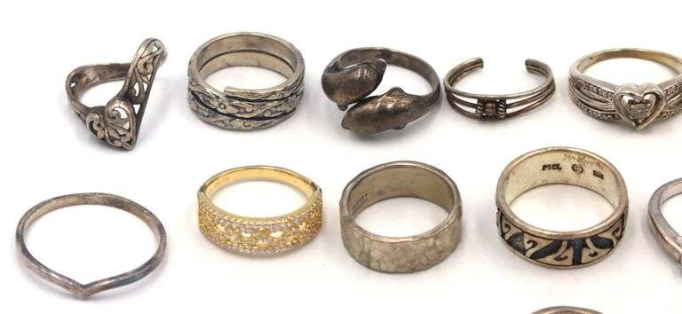 Vintage 925 sterling silver group lot of rings