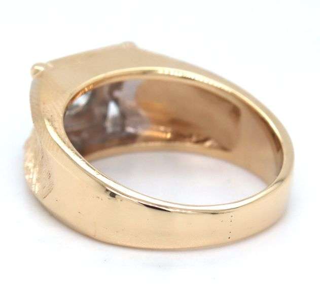 14kt Yellow gold 0.50ct high polished florentine finish gent's ring