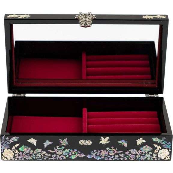 Mother of Pearl Butterfly Floral Jewelry Organizer Box