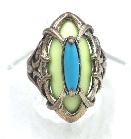 Set of Carolyn Pollack Relios sterling silver agate pendant and ring