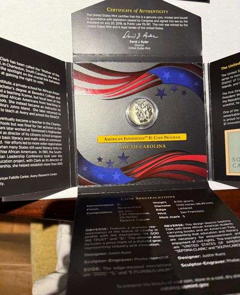 2020 American Innovation South Carolina $1 Reverse Proof in US Mint Holder
