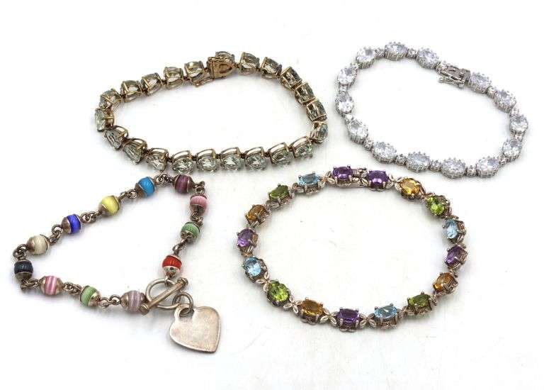 Group lot of 4 vintage 925 sterling silver bracelets