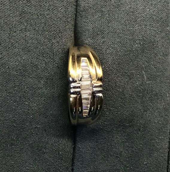 MEN’S 14K TWO TONE (YELLOW+WHITE) GOLD NATURAL DIAMOND WEDDING BAND