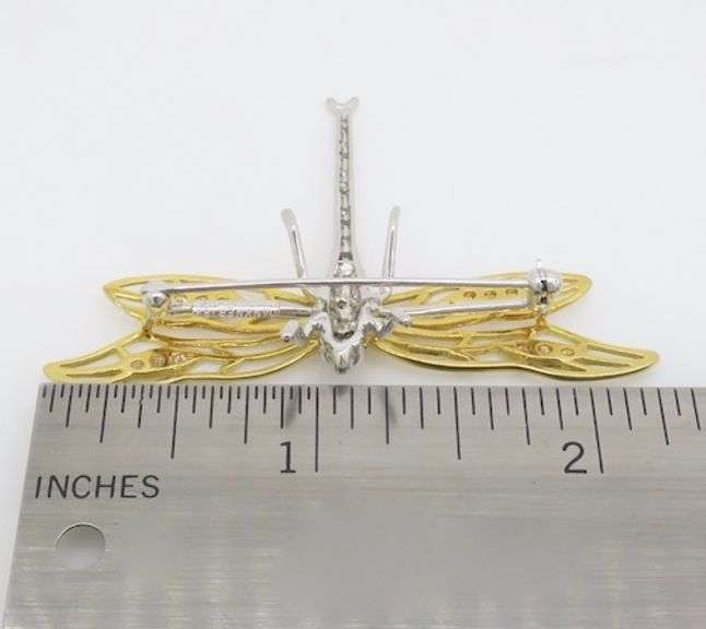 Vintage Signed Henry Denkner Diamond Dragonfly Brooch