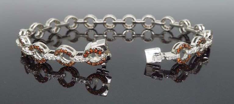 Stunning 3.80CTW Orange & White Diamond Bracelet