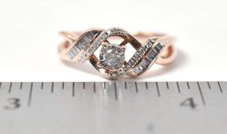 Sparkling 10K Rose Gold Diamond Ring