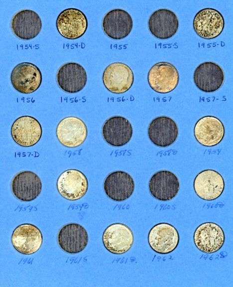 Album of 39 Silver Roosevelt Dimes: 1946-1962-D
