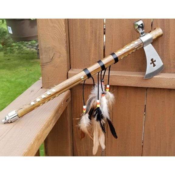 Native American Style Peace Pipe Tomahawk Axe