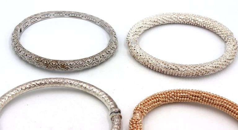 Group lot of 4 Vintage 925 sterling silver bangles