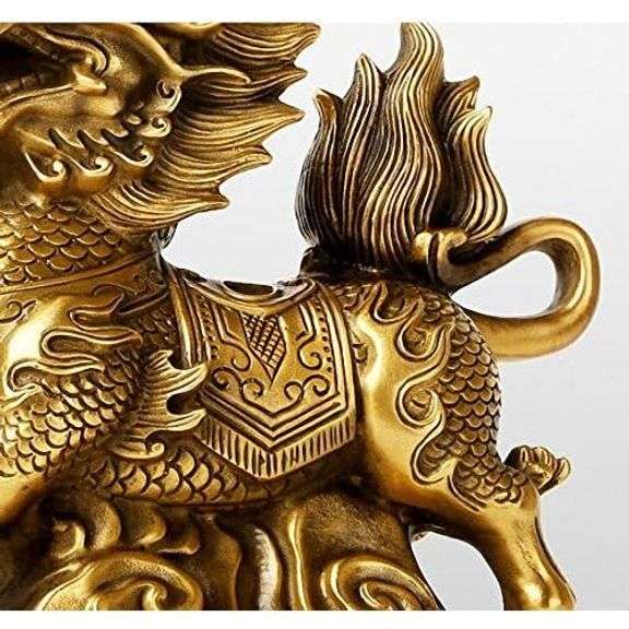 Lot of 2 Brass Feng Shui Kylin for Wealth and Protection