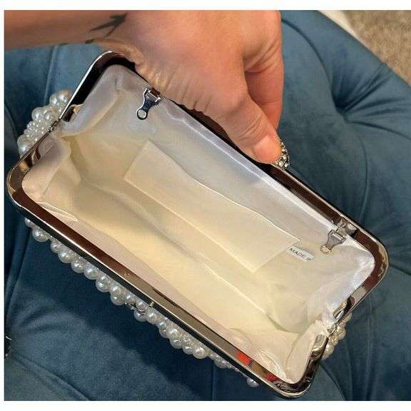 Pearl and Crystal Beaded Clutch with Detachable Straps
