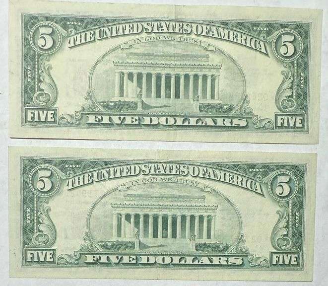 2 1963 Series Slider Star $5 Red Seal US Notes