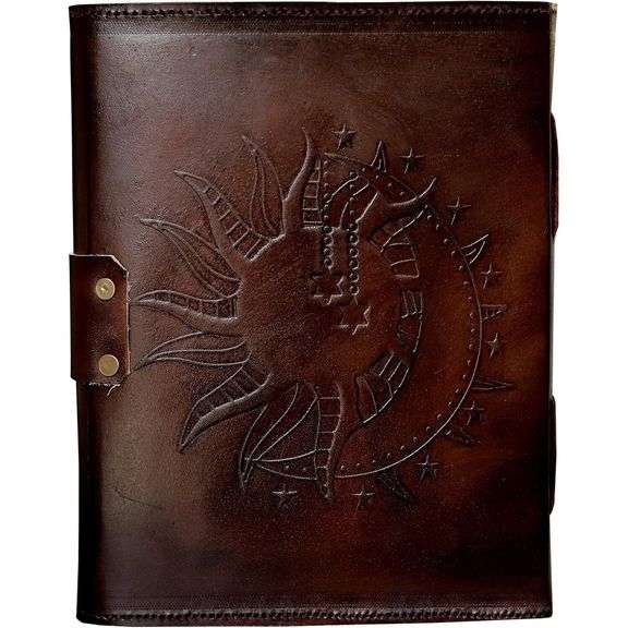 Handmade Brown Leather Journal Embossed Cover