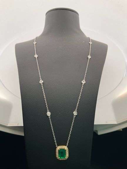 CERTIFIED COLOMBIAN EMERALD AND DIAMOND NECKLACE