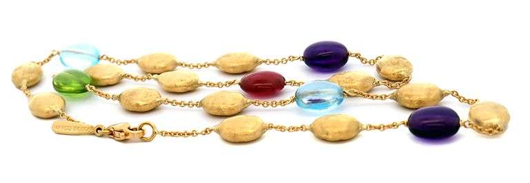 Marco Bicego Mixed Gemstone Station Necklace in 18K