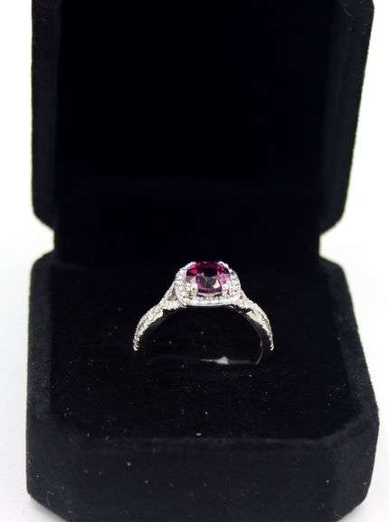 Platinum 1.52ct Rhodalite Garnet W/Cushion Infinity Diamond Ring