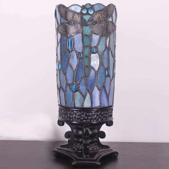 Small Stained Glass Dragonfly Table Lamp