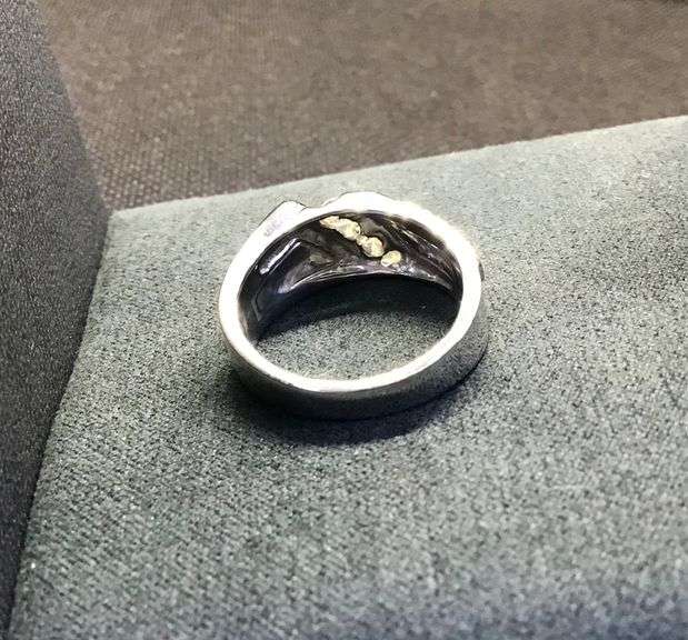 MEN’S 14K TWO TONE (WHITE+YELLOW) GOLD NATURAL DIAMOND WEDDING BAND