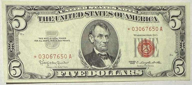 $5 1963 Star CH CU US Red Seal. fR1536*