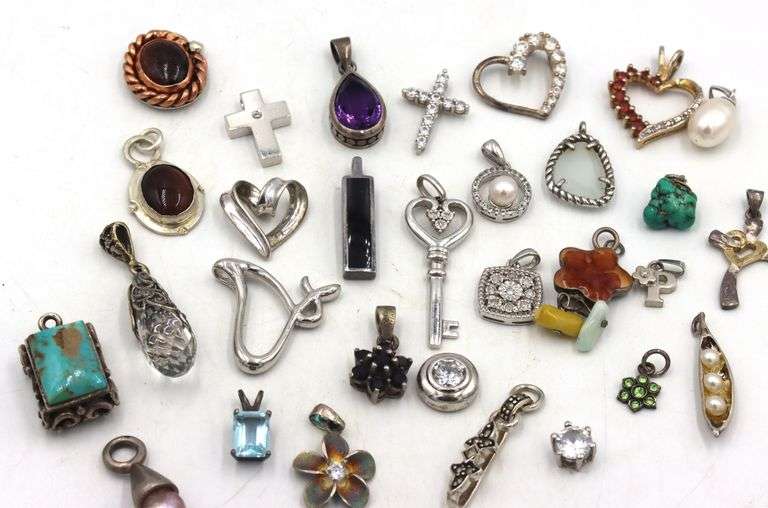 Group lot of vintage 925 sterling silver pendants
