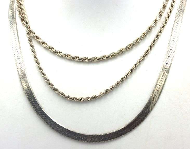 Group lot of 3 Vintage 925 sterling silver necklaces