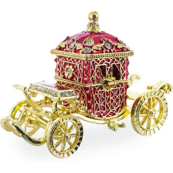 Coronation Coach Jewelry Trinket Box with Crystals