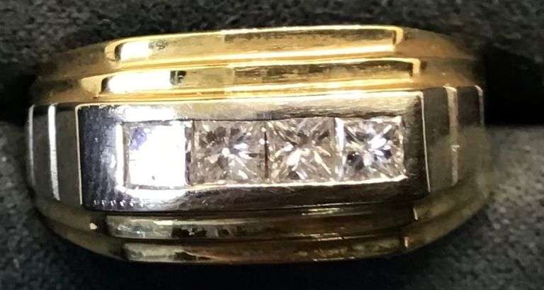MEN’S 14K TWO TONE (YELLOW+WHITE) GOLD NATURAL DIAMOND WEDDING BAND