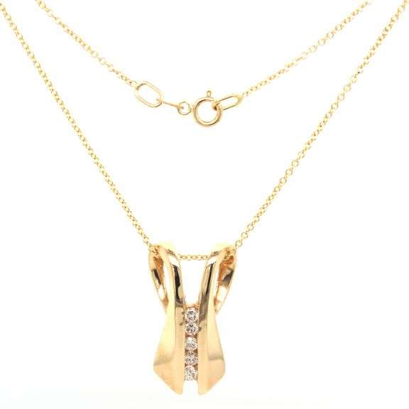 14kt Yellow gold 0.25ctw channel set diamond slider pendant on chain