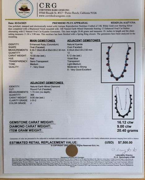 Stunning Ruby, Kyanite, and Diamond Necklace