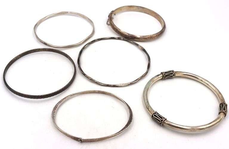 Group lot of vintage 925 sterling silver bangles