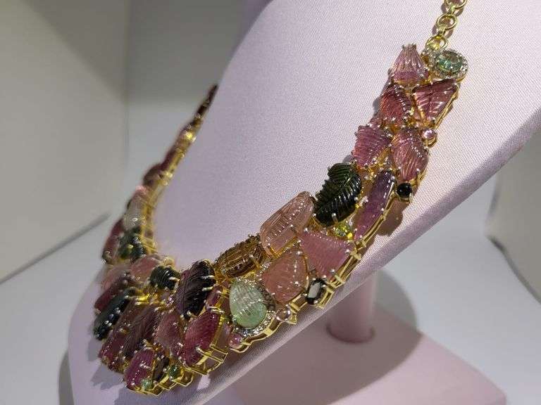 Mid-Century Style Diamond and Multicolor Tourmaline Necklace