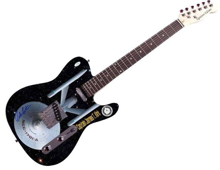 William Shatner Autographed Star Trek U.S.S. Enterprise Custom Graphics Guitar ACOA