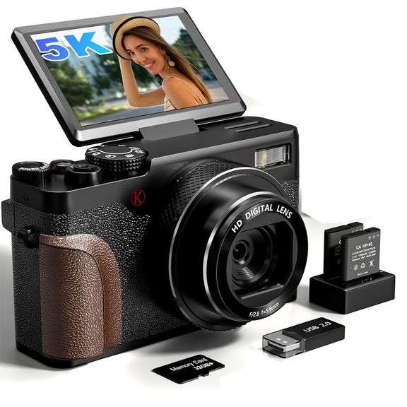 64MP Digital Camera with 5K Video Flip Screen