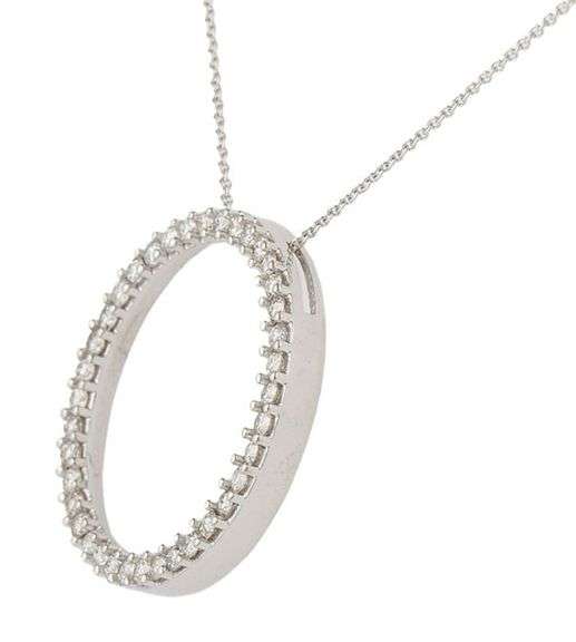 1.55ctw Diamond Open Circle Pendant Necklace in 14K
