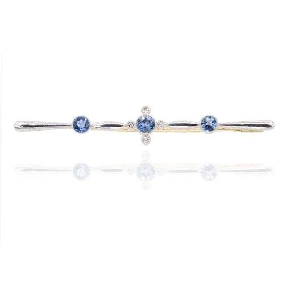 14k (585) Yellow and White Gold Natural Sapphire and Diamond Pendant