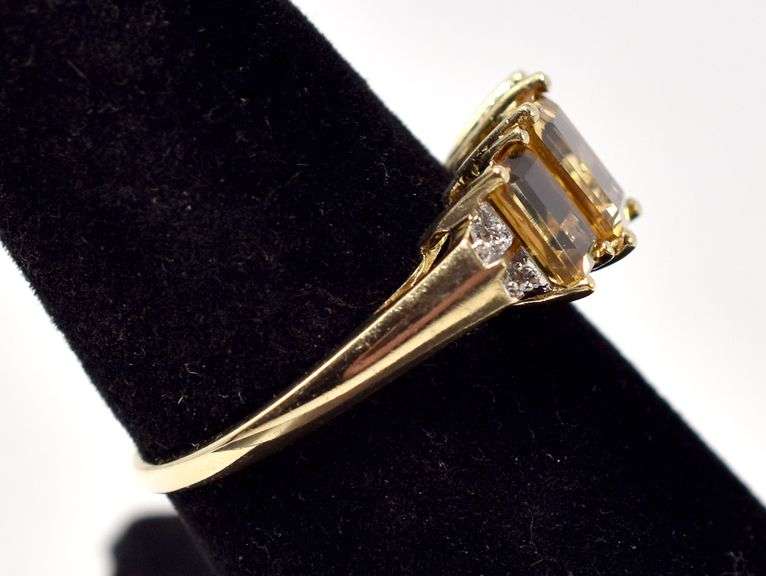 Amazing Citrine and Diamond Ring in 10K Yellow Gold