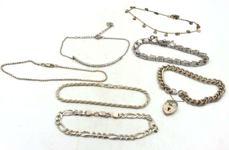 Group lot of 7 Vintage 925 sterling silver bracelets