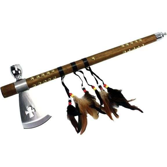Native American Style Peace Pipe Tomahawk Axe