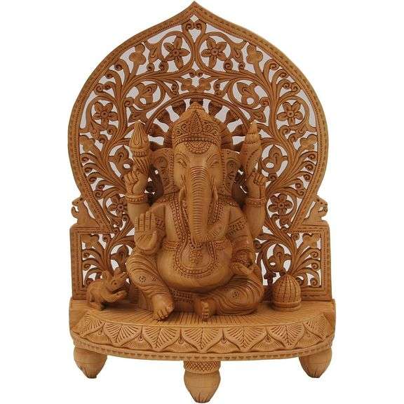 Large Hand-Carved Wooden Ganesha Wood
