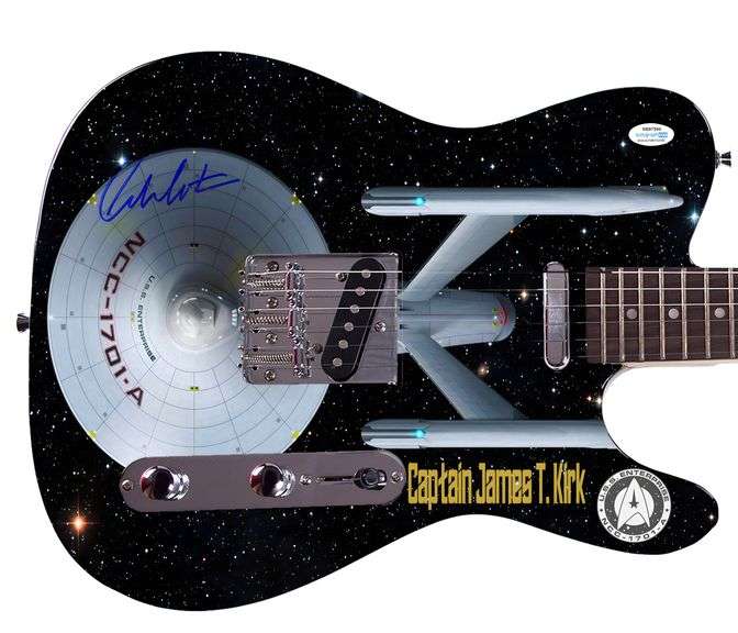 William Shatner Autographed Star Trek U.S.S. Enterprise Custom Graphics Guitar ACOA