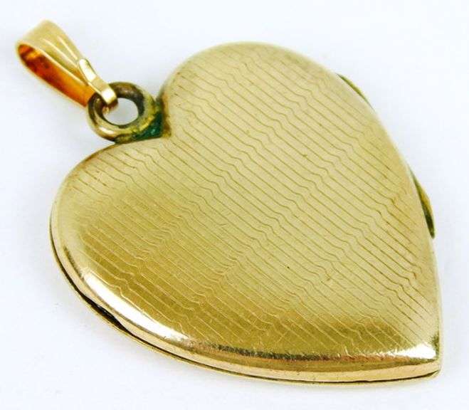Vintage Large Gold Filled Engraved Heart Locket Pendant
