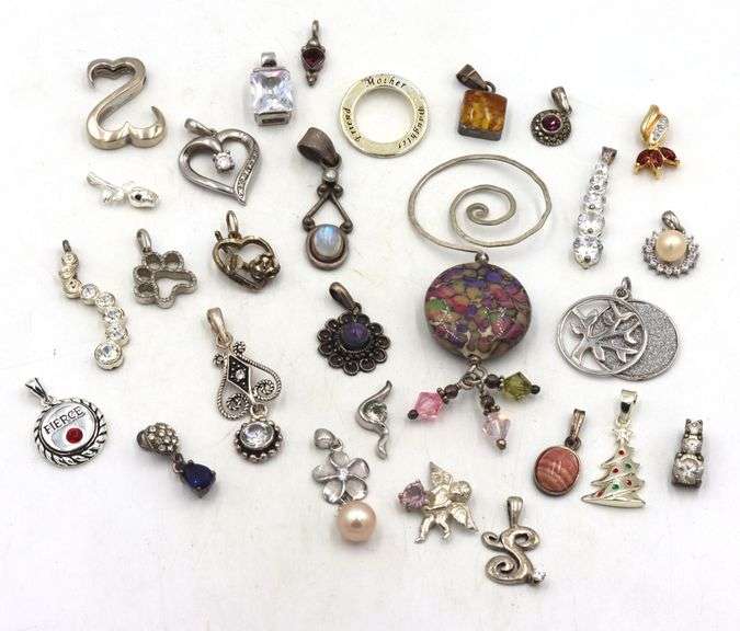 Group lot of vintage 925 sterling silver pendants