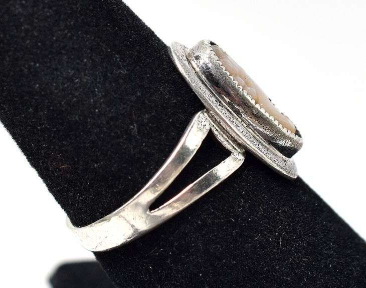 Abalone Gemstone Cameo Ring in Sterling Silver
