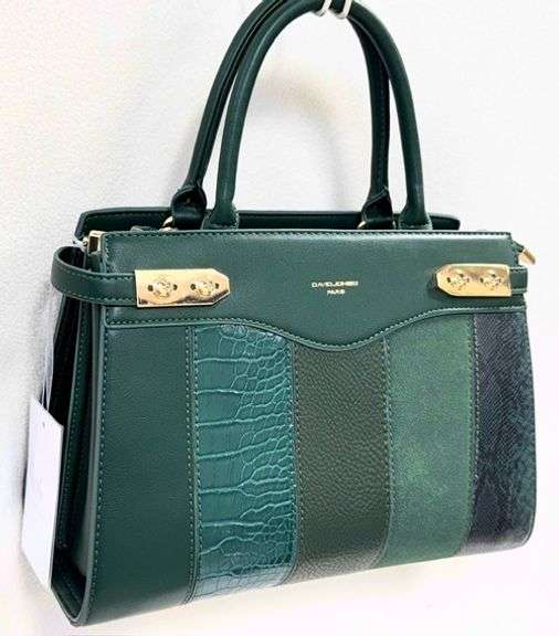 Stylish Multi Textured Green Color Designer Bag By David Jones-Paris