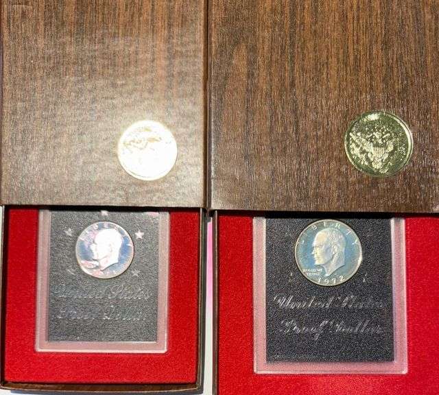 5 Brown Box Ike Silver Dollars