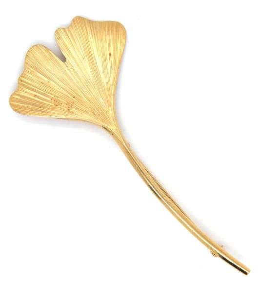 14kt Yellow gold feather style brooch