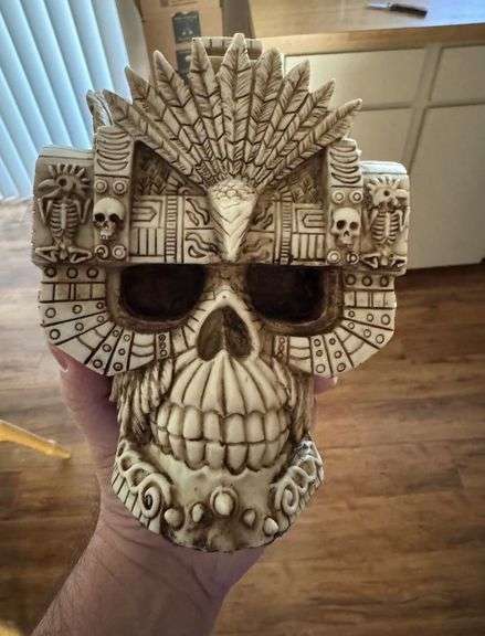 Montezuma Aztec Ruler Skull Collectible Figurine
