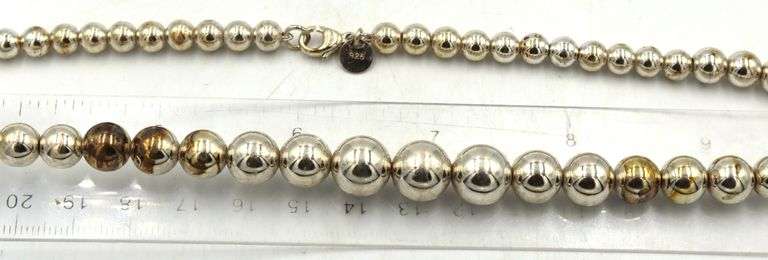 925 Sterling silver Tiffany & Co Hardware graduated bead ball necklace