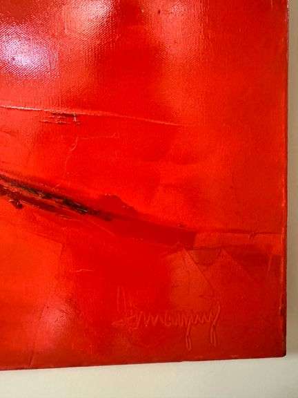 Vibrant Red Abstract Impressionist Painting